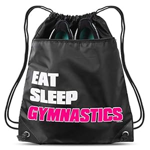 Ninja Sports Eat Sleep Gymnastics Sack Drawstring Bag For Youth Girls Boys Kids 18″ X 15″