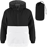 MODAFANS Girls Boys Rain Jacket Lightweight Waterproof Packable Hooded Half zip RainCoats Windbreaker for Outdoor 4-13Year
