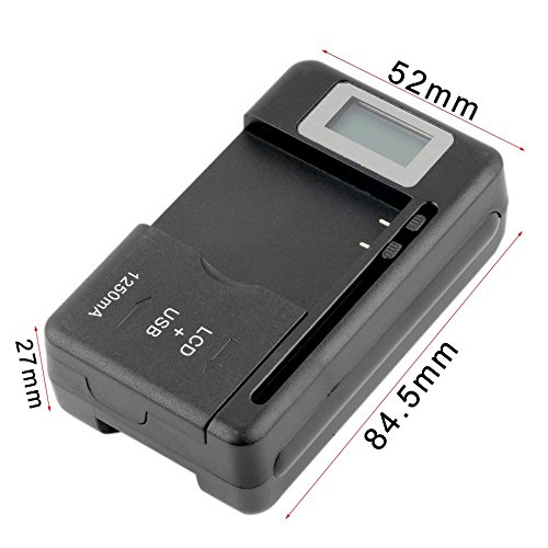 Sfmn 2018 LCD Screen Indicates Universal Battery Charger with USB Output Port for Huawei,ZTE,HTC, XiaoMi, Samusng Phone Battery (Black)