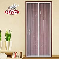 Magnetic Screen Door with Super Tight Self Closing Magnetic Seal and Durable Polyester Mesh, Full Frame Mounting Tape, Fits 35"W x 82"H Door, Black Trim Magnet Curtain & Mosquito Screen (White)