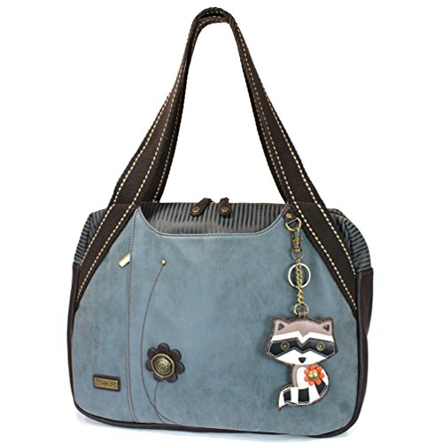Chala Large Bowling Tote Bag with coin purse Indigo (Raccoon - Indigo)
