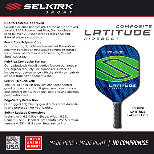 Selkirk Latitude Widebody Composite Pickleball Paddle USAPA Approved PowerCore Polymer Core