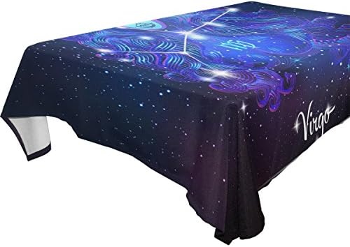 Constellation Zodiac Sign Virgo 100% Polyester Tablecloth Table Cover for Dinner Parties Picnic Kitchen Home Decor, Multi