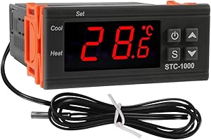 Dorhea STC-1000 Digital Temperature Controller AC 10A 220V Digital LED Temperature Controller Heating Cooling Centigrade Thermostat 2 Relays Output with NTC Sensor Probe(220V)