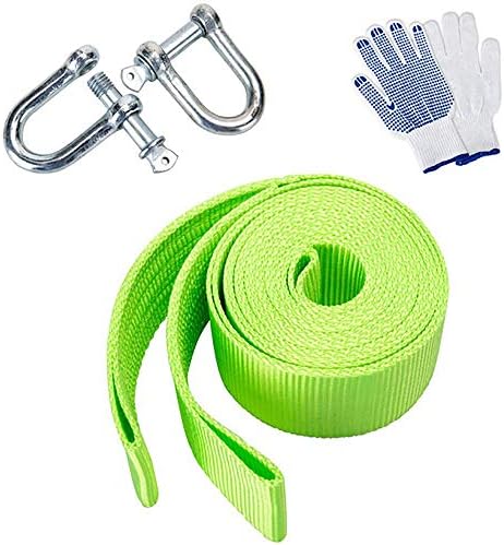 Kaimaily Tow Strap(20000lb) 3.8 Meter, Recovery Straps Reflective with Loops Heavy Duty, Snatch Ropes for Truck and Car - Green