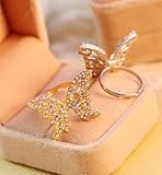 Multi-species store-BUYINHOUSE Gloden Butterfly Shining Rhinestones Ring