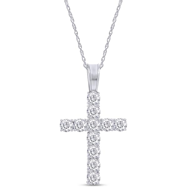 Dazzlingrock Collection Diamond Cross Pendant - 0.32 Ct White Diamonds, Sterling Silver, 18" Chain - View #10