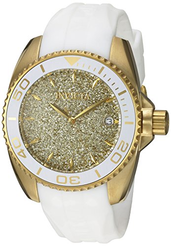 Invicta Women's Angel Stainless Steel Quartz Watch with Silicone Strap, White, 20 (Model: 22703