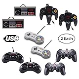 Vilros Retro Gaming Classic USB Controller Set- Includes: 2 NES Style USB Gamepads -2 SNES Style USB Gamepads-2 SEGA Genesis Style USB Gamepads-2 PS2 Style USB Gamepads-2 N64 Style USB Gamepads