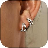 Gold Hoop Earrings for Women Zircon Huggie Hoop Earrings Double Hoop Earrings 14K Plated Gold Hoop Earrings Dainty Gold Earrings Jewelry for Women