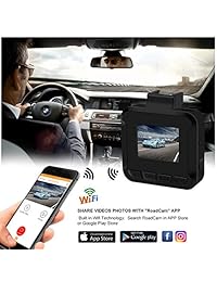 Cámara HD para el auto, 1296P Dash Camera Recorder WiFi y GPS incorporados, gran angular de 165 °, LCD de 1.5 ", Sensor G, Visión nocturna Súper, Grabación de bucle, Monitor de estacionamiento + Tarjeta SD de 16GB gratis