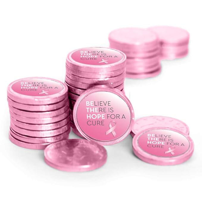 Breast Cancer Awareness Candy Milk Chocolate Coins with