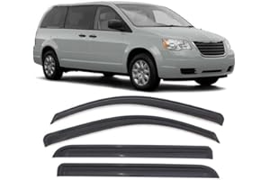 ZZDSNJ Tape-On Rain Guard 4-Piece for 08-18 Dodge Grand Caravan/Chrysler Town&Country Windows Visor Shield Shade Smoke 94251