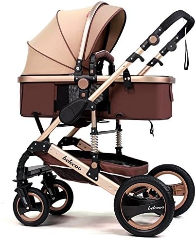 Movker Newborn Baby Stroller Multi Positon Infant Toddler Carriage Pram Pushchair Anti-shock Durable Stroller-Golden