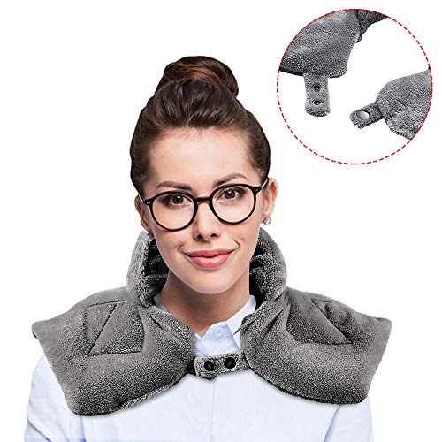 Heating pad microwavable, Hot/Cold Neck Wrap Natural Herbal Aromatherapy, Ultra Soft Flannel, 2 Buttons, Dry/Moist Pain Relief for Back, Joint, Cramps, and Arthritis, Sports Injuries, 23'' x 11'' - FI