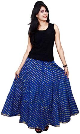 Archiecs Creations Women's Cotton Regular Fit Leheriya Printed Long Skirt
