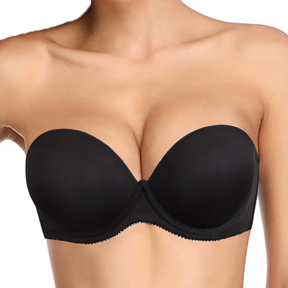 Photo 1 of Plusexy Women's Push Up Strapless Bra Thick Padded Underwire Convertible Multiway Bras Black 36B