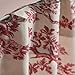 Maison d' Hermine Curtains for Living Room 100% Cotton 96 inch Length One Panel Light Filtering Toile Curtains for Bedroom Windows with Rod and Loop Pockets Drapes (The Miller Red, 50