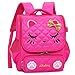Moonmo Cute Cat Face Pink Kitty Waterproof School Backpack Girls Book Bag (Large, Rose)