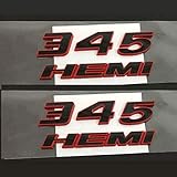 Yoaoo 2x OEM Red Frame 345 HEMI Emblem Badges Alloy 3d Logo for HEMI Dodge Challenger Chrysle 300c Red Line
