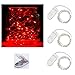 Pack of 3 sets LED Moon Lights 20 Micro Starry LEDs on Silver Extra Thin Copper Wire, 2 x CR2032 Batteries Required and Included, 3.5 Ft (1m) for DIY Wedding Centerpiece or Table Decorations (Red)