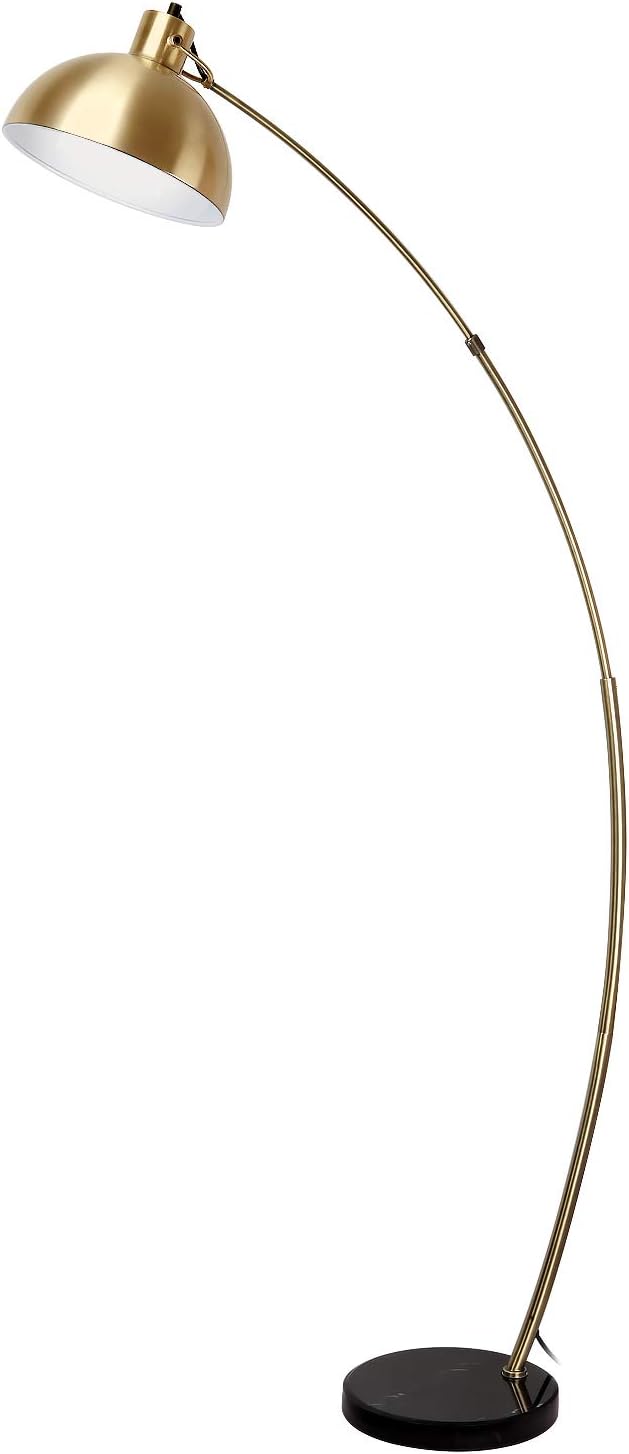 Osasy Modern Adjustable Floor Lamp in Antique Brass and Black Marble, Eye Protection Reading Lamp, E27 Socket, 165cm Tall