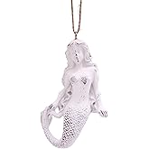 Mermaid Coastal Christmas Ornament, Hanging Nautical Decor, 3.75 Inches