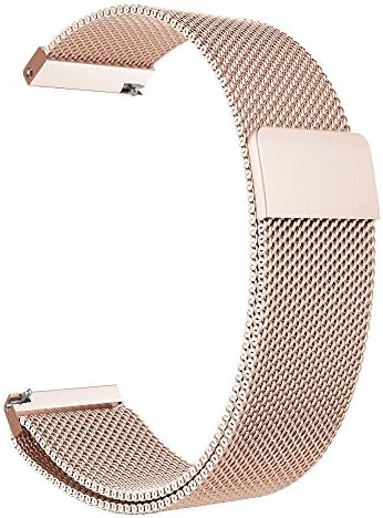 Hollyfun 18mm Replacement Smartwatch Band Fossil Q Men &amp; Women Milanese Loop Magnetic Clasp Mesh Stainless Steel Metal Bracelet Strap Quick Release Watch Band Smart Watch(Rose Gold, 18mm)