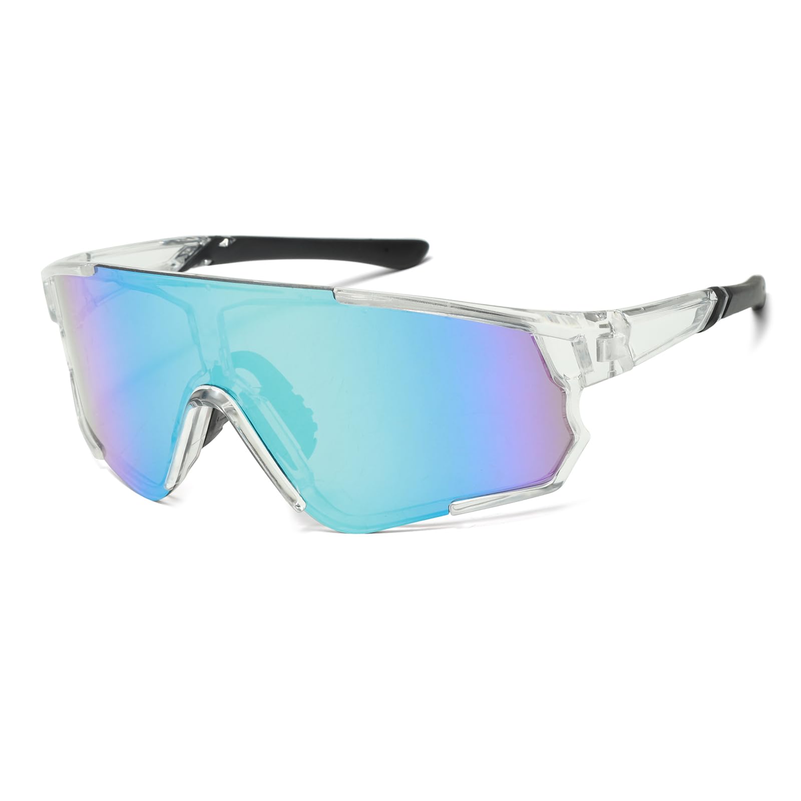 Long Keeper Cycling Sports Sunglasses for Men Women Mountain Bike Glasses Baseball Running Fishing Hiking Glasses (ClearFrameBlueLens)