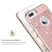 iPhone 7 Plus Case, BENTOBEN Sparkly Rhinestone Bling Hybrid Slim Hard Cover Laminated with Luxury Shiny Synthetic Leather Protective Case for iPhone 7 Plus (5.5 inch), Rose Gold
