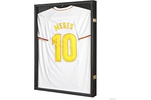 Sboitflmm Jersey Frame Display Case - Football Jersey Display Frame - Lockable Jersey Shadow Box with UV Protection Acrylic Door and Hanger for Hockey Soccer Basketball Baseball Shirts, Black