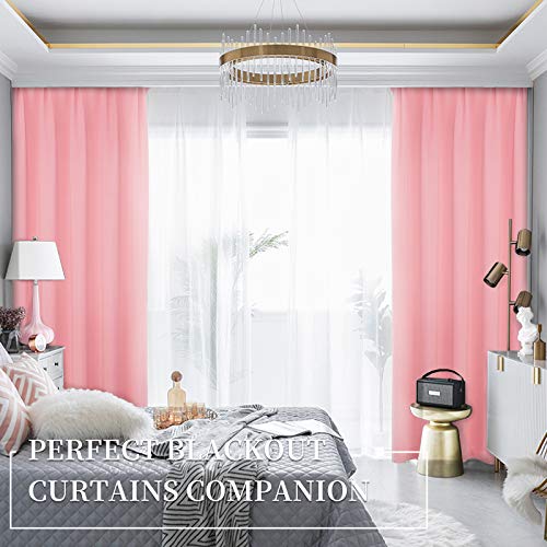 Lofus Semi Sheer Window Curtains, Basic Rods Pocket Voile Fabric Drapes, Privacy Window Treatments for Living Room Kitchen Bedroom, 52\