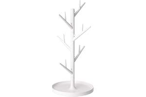 YAMAZAKI home Branch Glass Stand-Tree Holder Cup Organizer, 13.40 x 6.30 x 6.30 inches, White