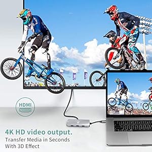 Anoopsyche Hub USB C 10 in 1, Alluminio, Adattatore USB C con HDMI 4K, 1080P VGA, Gigabit Ethernet RJ46 de - immagine 4