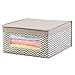 InterDesign Chevron Fabric Closet Organizer Box – Soft Storage Bin for Clothing, Shoes, Handbags, Linen - Medium, Taupe/Natural