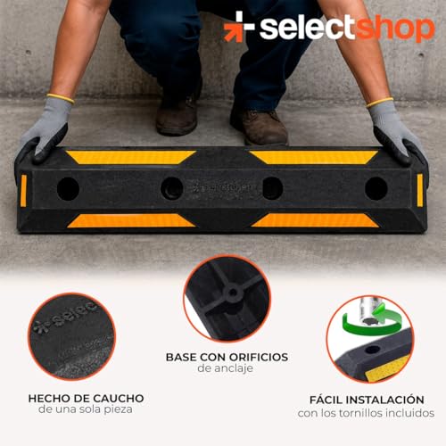SELECTSHOP Set de 6 Topes Para Estacionamiento de 75 cm Con Reflejante Uso Rudo Vulcanizado Pre-Polímero de poliuretano Garaje Estacionamiento Division Carriles Resistente a Temperaturas