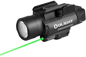 OLIGHT Baldr Pro 1350 Lumens Tactical Weaponlight with Green Light and White LED, 260 Meters Beam Distance Compatible with 1913 or GL Rail, Batteries Included(Black)