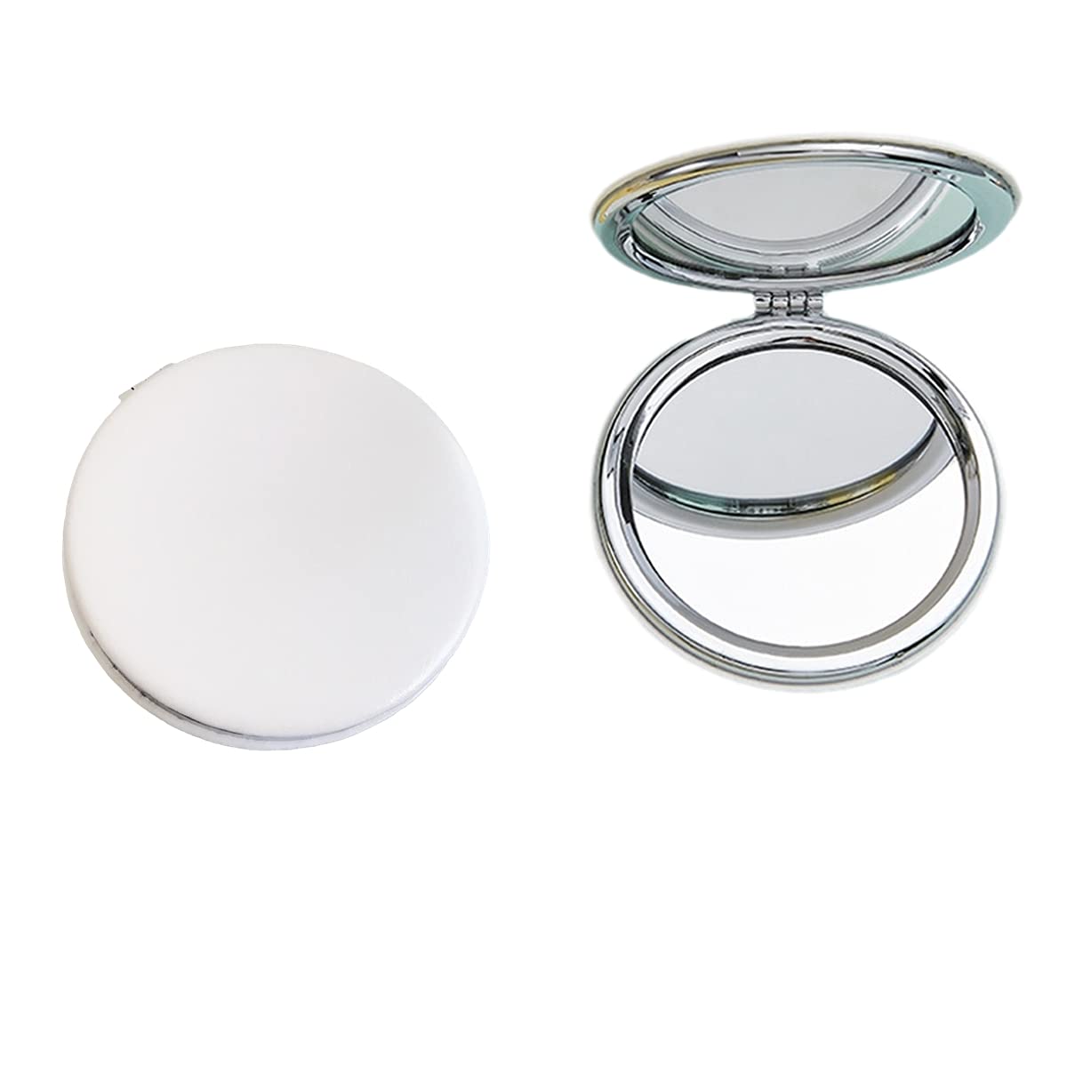 Zcooooool Round Folding Makeup Mirror - 6.7 CM, Professional Double-Sided ( Enlarged & Normal ) PU Surface Pocket Mirror