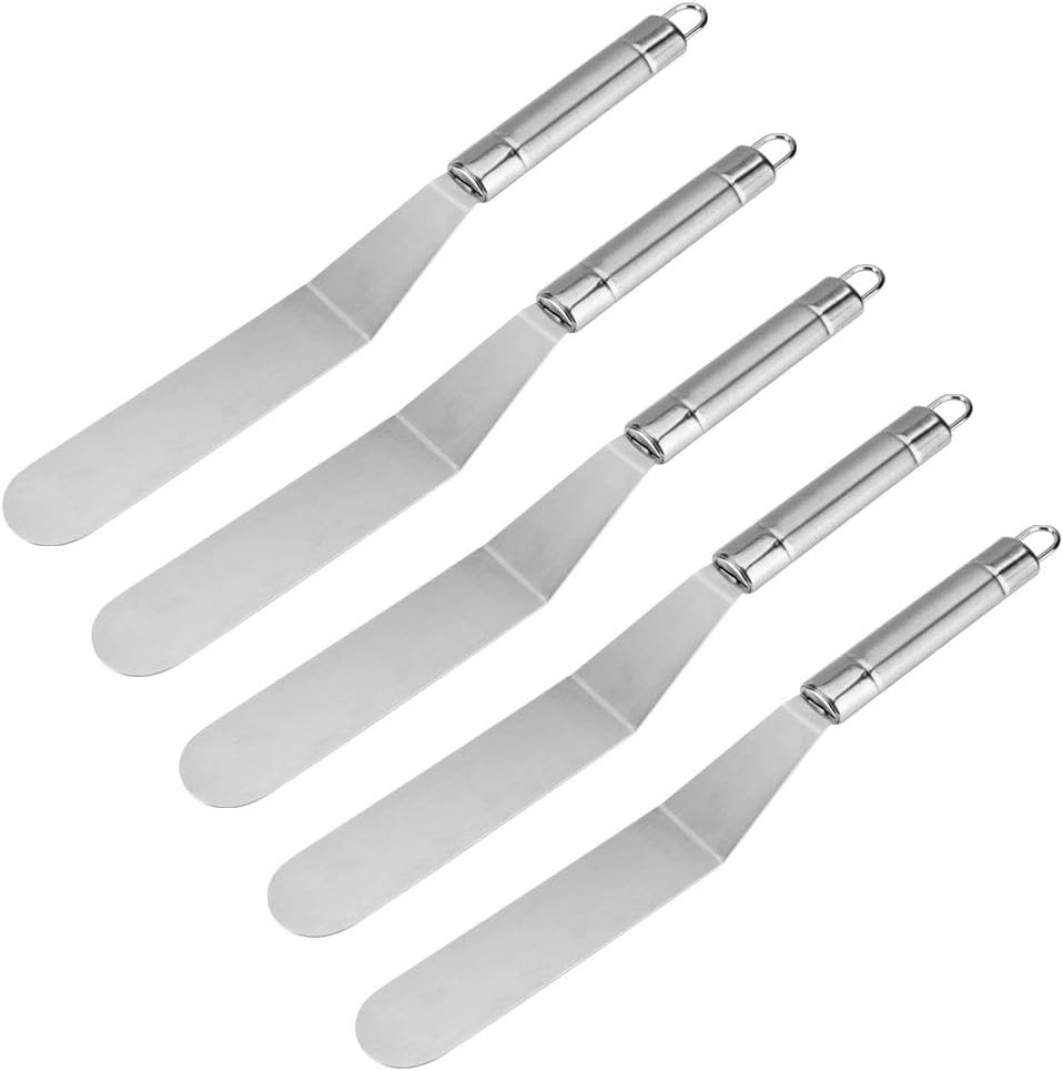 uxcell 5pcs Cake Icing Spatula Stainless Steel Handle