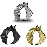 Red Yun En 3 Pcs Bat Rings for Women Men Gothic Vintage Bat Wing Ring Vintage Knuckle Ring Gold/Silver/Black Adjustable Statement Rings Halloween Festival Party Jewelry