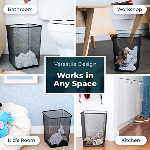 Greenco Mesh Square Wastebasket, 6 Gallon, 2pk (Black) Lightweight