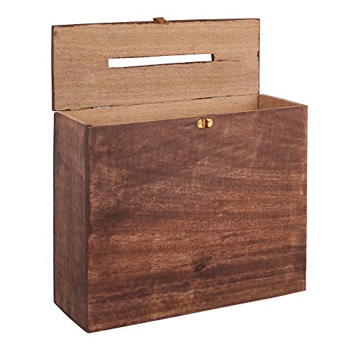 Wedding Card Box Secured Lockable Card Box with Card Slit - Distressed Finish Gift Card Box Wishing Well Card Box for Weddings, Receptions, Birthdays, Graduations, Baby Showers, 12"L X 10"H X 4.5"W - Thumbnail 2