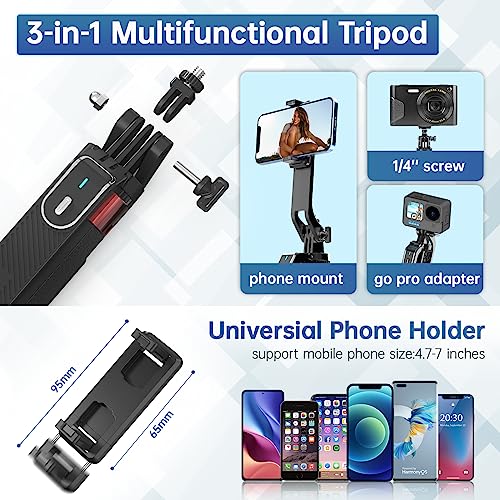 ULANZI MA09 Extendable Phone Tripod, 71" Selfie Stick Phone Vlog Tripod Stand Quadrapod with All in 1 Phone Clip, Travel Tripod Phone Holder with Rechargeable Remote