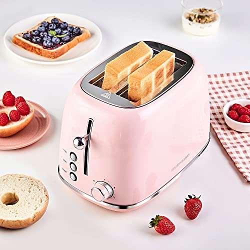 REDMOND 2 Slice Toaster Retro Stainless Steel Toaster with Bagel