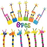 PROLOSO Finger Puppets Wooden Push Up Toys Press Base Thumb Puppets 6 Pcs (Giraffe)