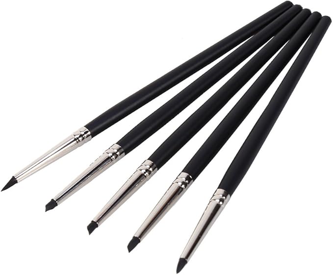 Set of 5 Flexible Silicone Clay Sculpture Shaper Brushes,Wipe Out Tools