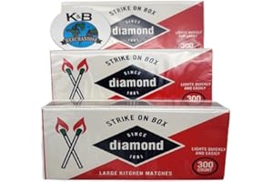 Strike On Box Matches (3 Boxes of 300) Multi Use Candle Fireplace Grill BBQ Kitchen Camping and Many Other Occasions Includes a K&B Merchandise Magnet [Packaging May Vary]
