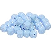 Tupalizy 10mm Acrylic Dice Beads Small 6 Sided Dice Charms for Bracelets Jewelry Making Keychain Necklaces Earrings DIY String Crafts Board Games Classroom Family Party Gifts,30PCS (Light Blue)
