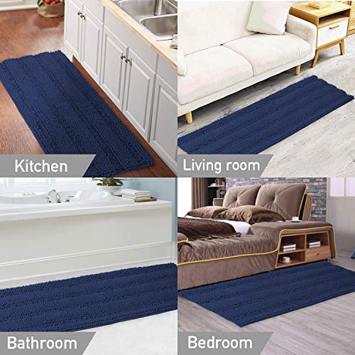 Turquoize Bath Rug Runner for Bathroom 59inx 20in Extra Large Navy Blue