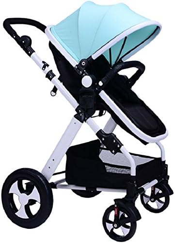 High View Folding Baby Stroller,adopt Non-Pneumatic Tire Wheel, Free Use in Winter to Summer.Easy Replacing Armrest and Eating Tray (Sky Blue)